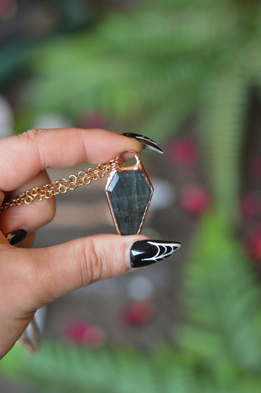 Labradorite Coffin Necklace - Copper