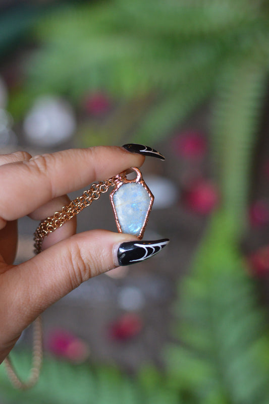 Moonstone Coffin Necklace - Copper