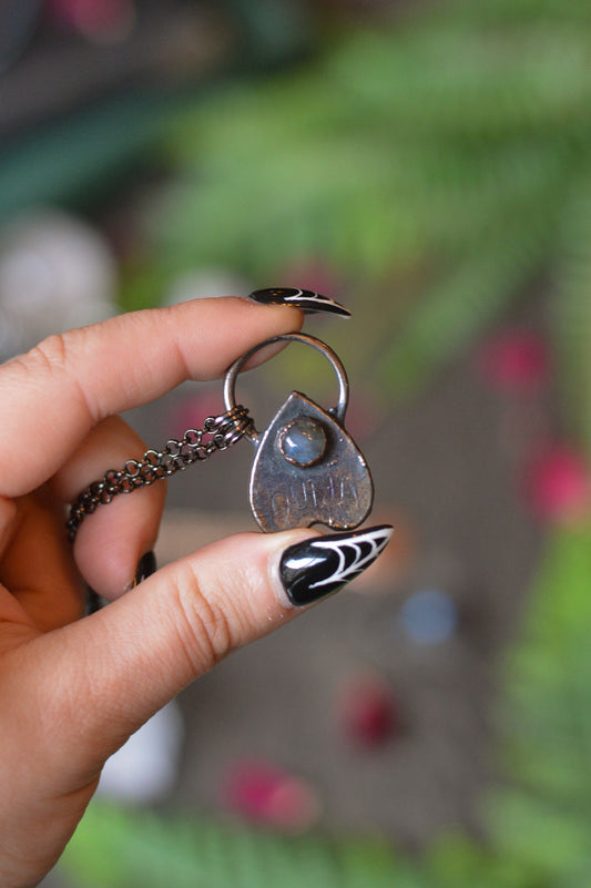 Labradorite Planchette Necklace - Gunmetal Copper