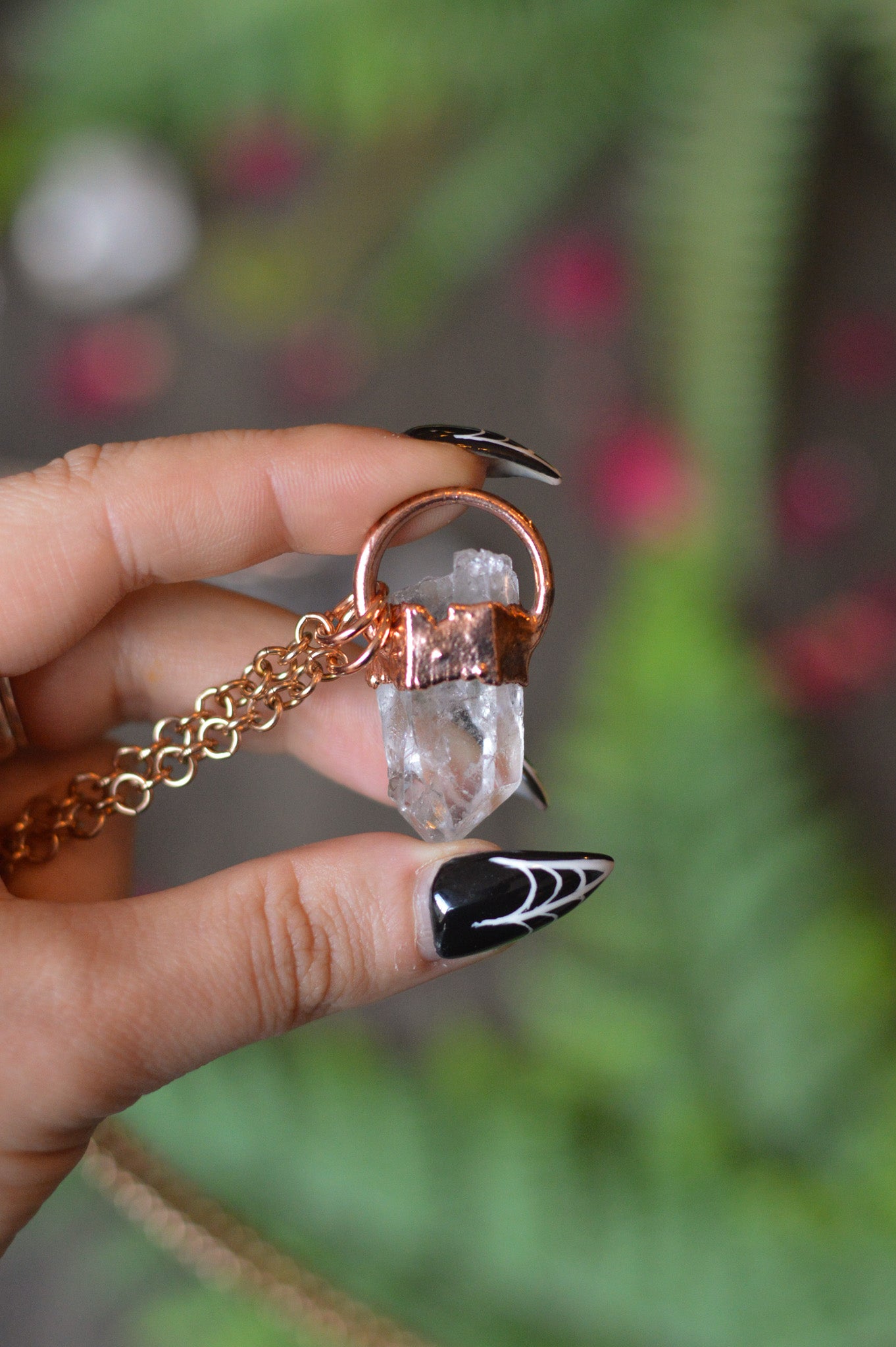 Rough Clear Quartz Point Necklace - Copper