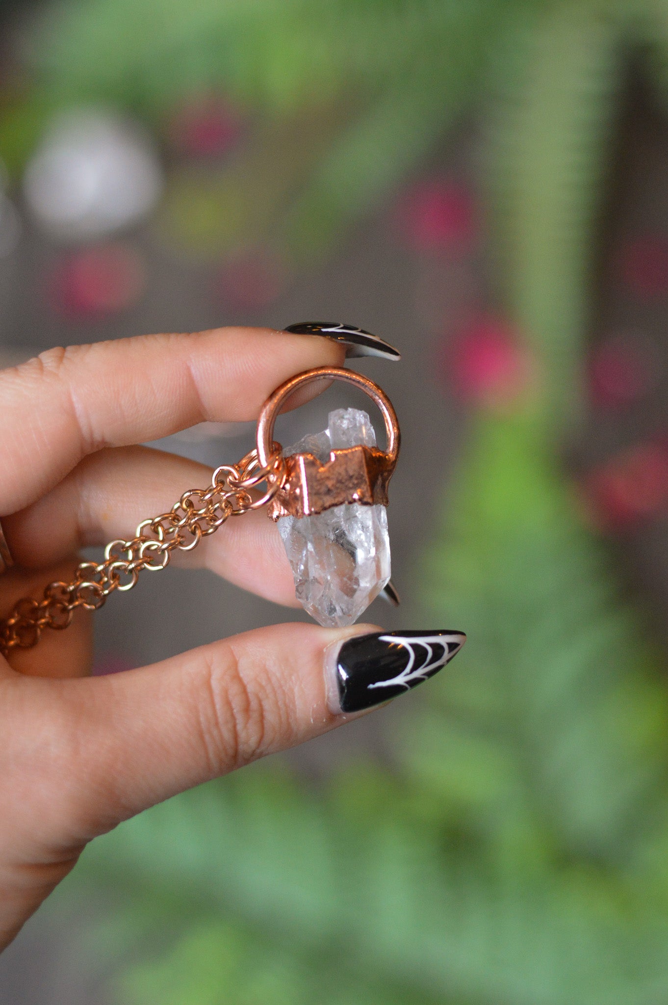 Rough Clear Quartz Point Necklace - Copper