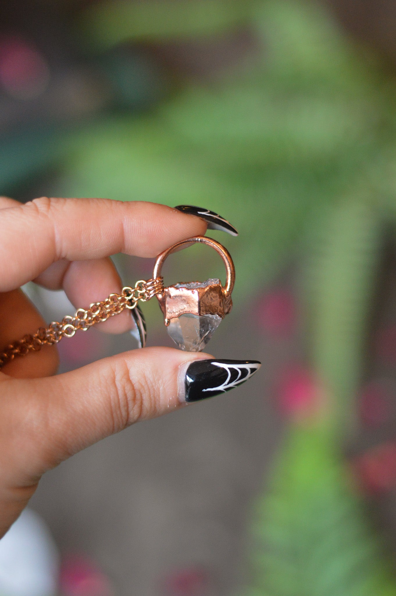 Rough Clear Quartz Point Necklace - Copper