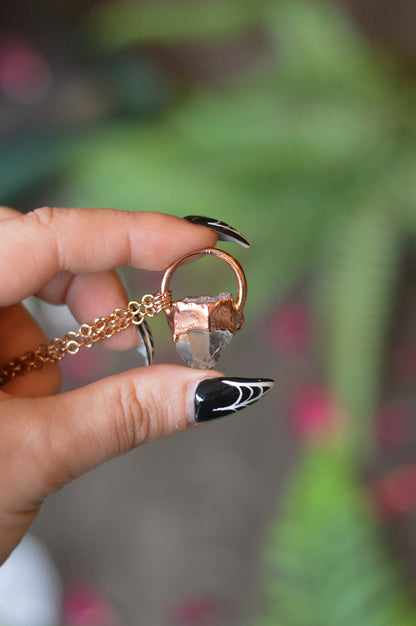 Rough Clear Quartz Point Necklace - Copper