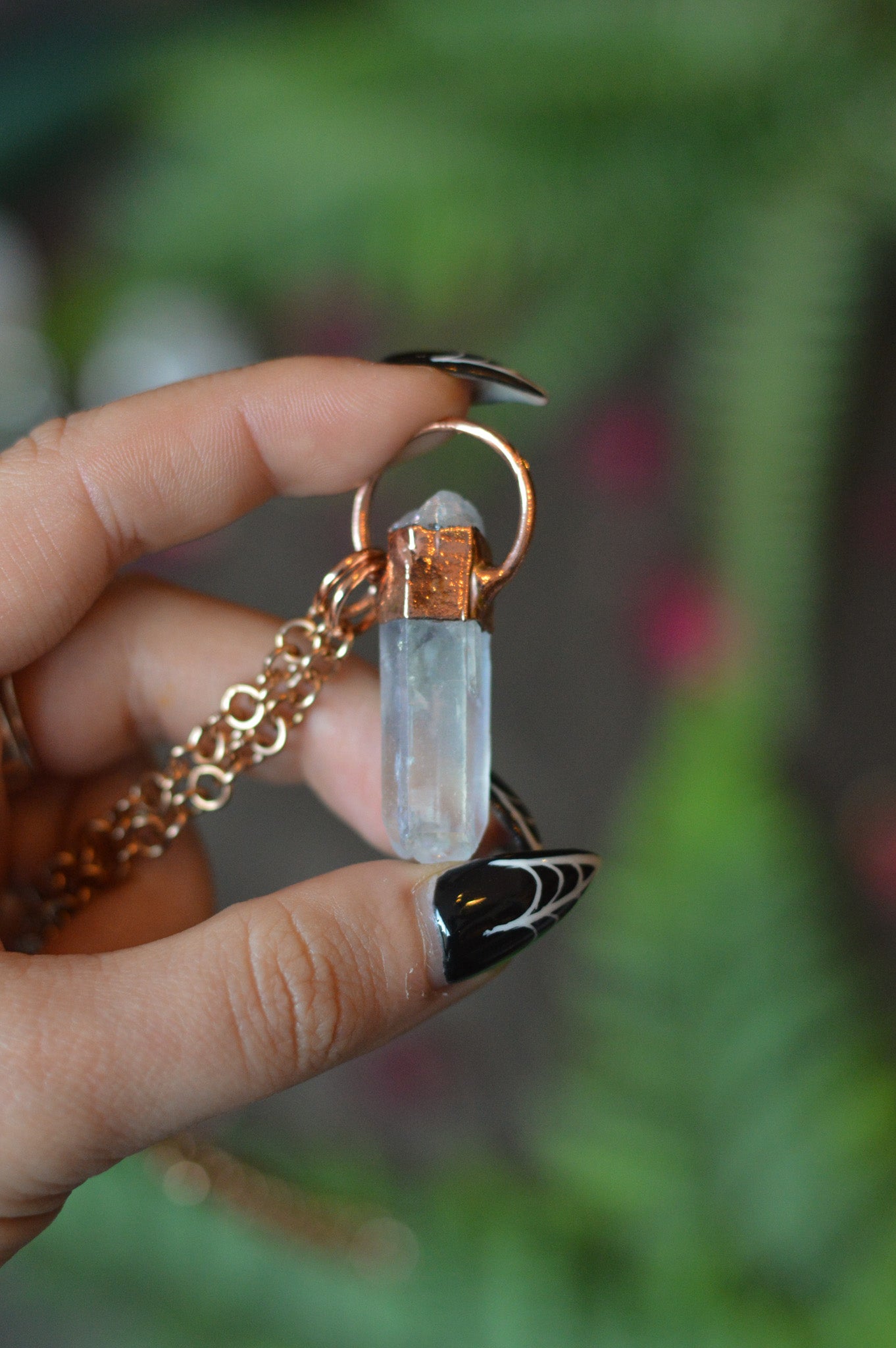 Rough Aura Quartz Point Necklace - Copper