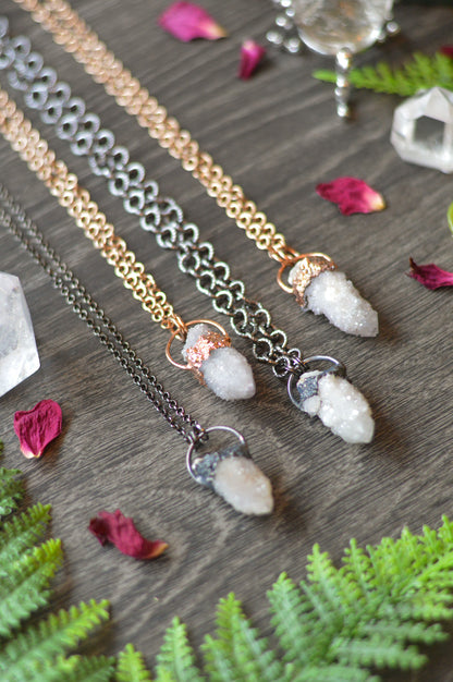 Spirit Quartz Point Necklace - Gunmetal Copper