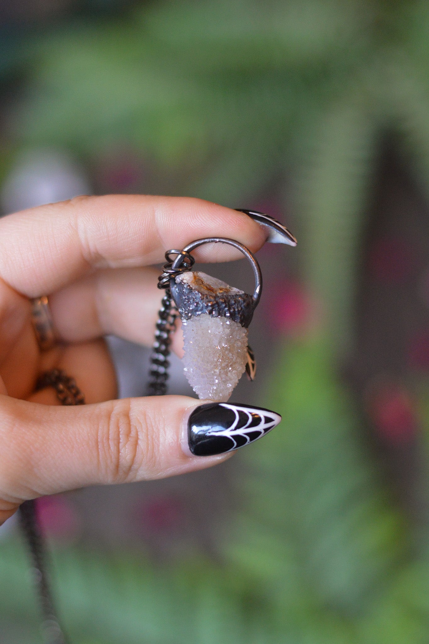 Spirit Quartz Point Necklace - Gunmetal Copper