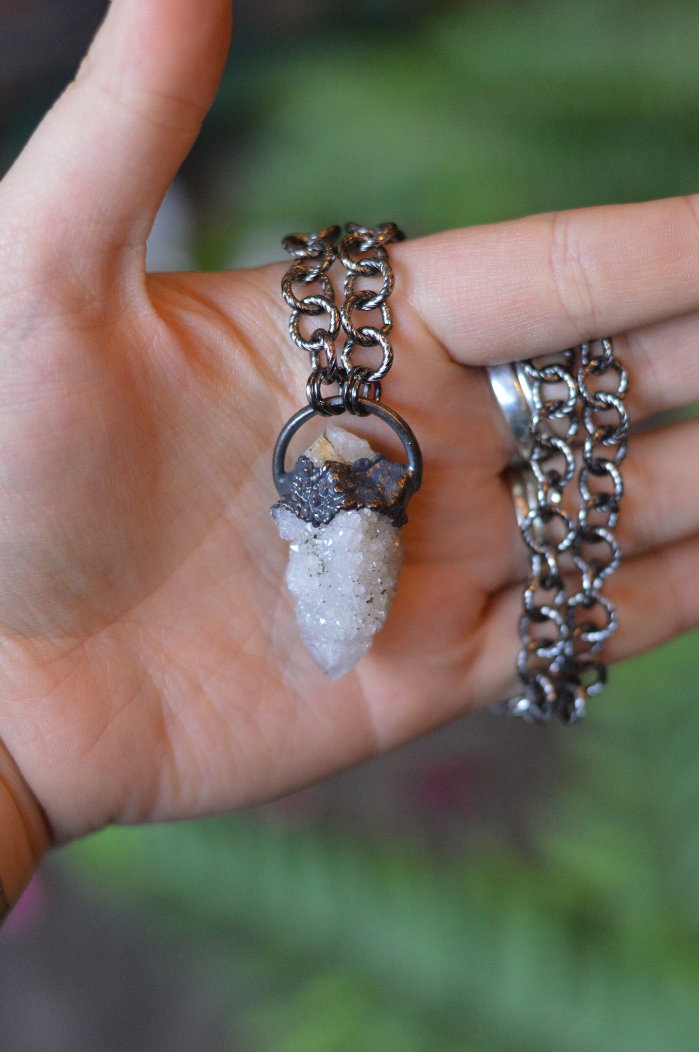 Spirit Quartz Point Necklace - Gunmetal Copper