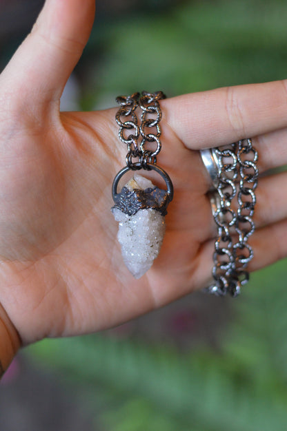 Spirit Quartz Point Necklace - Gunmetal Copper