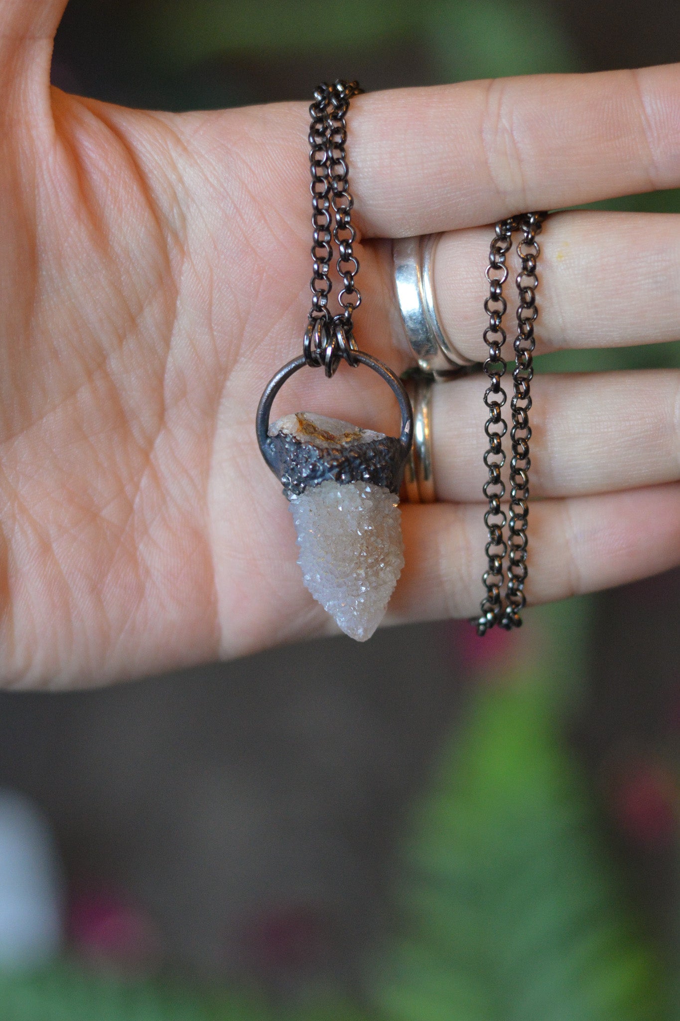 Spirit Quartz Point Necklace - Gunmetal Copper