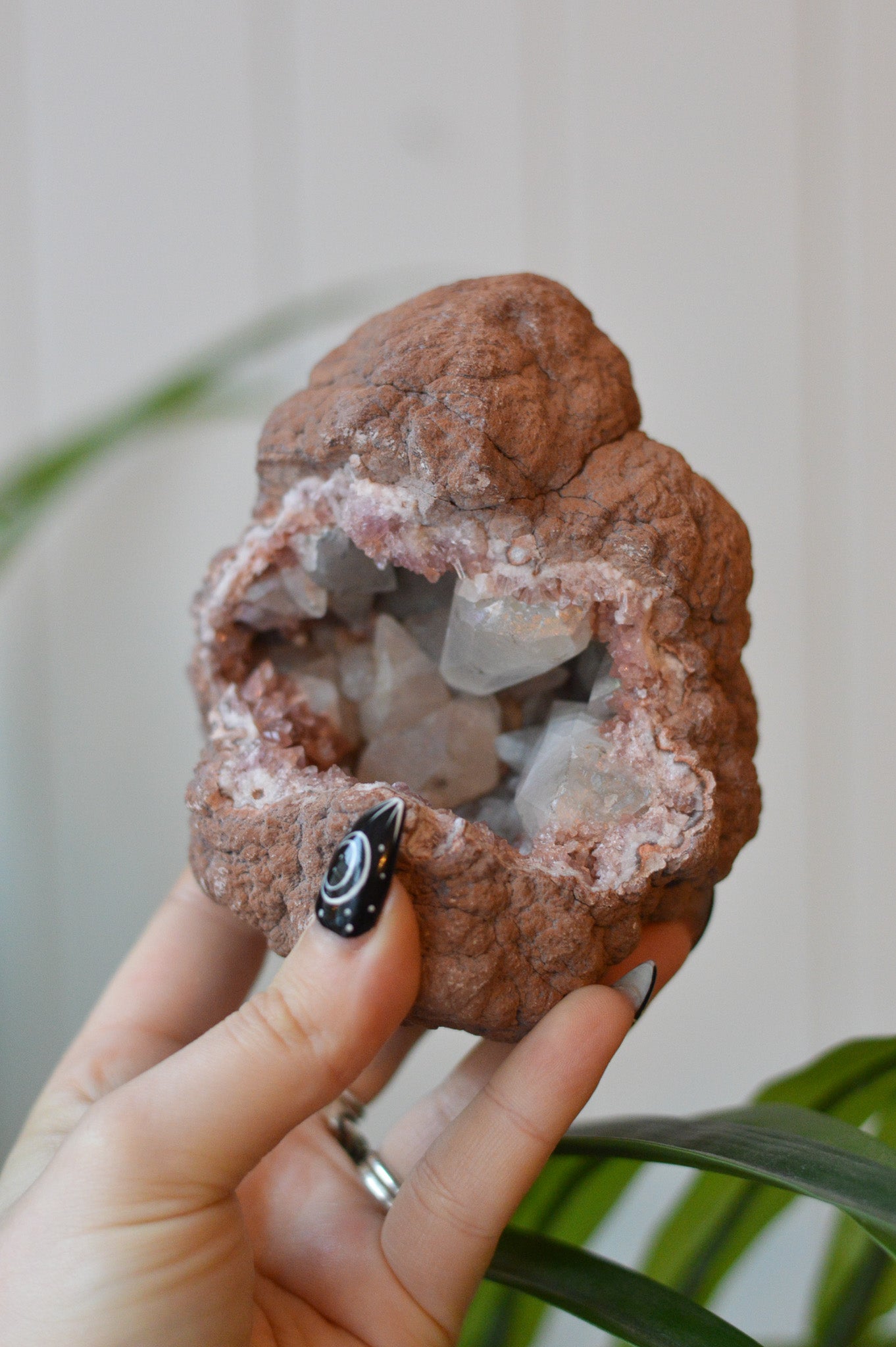 UV Reactive Calcite With Rare NATURAL "Aura" On Pink Amethyst Specimen