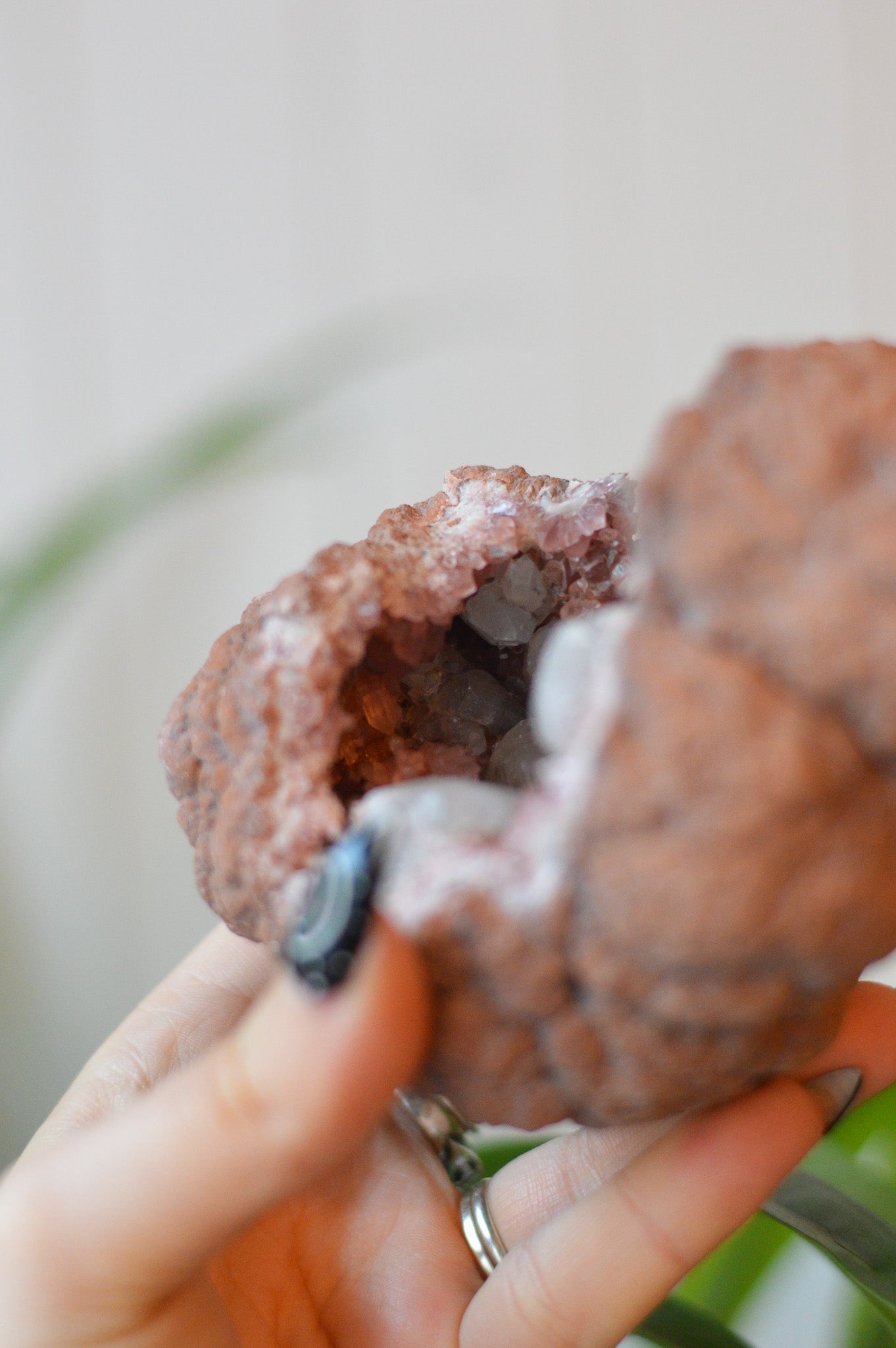 UV Reactive Calcite With Rare NATURAL "Aura" On Pink Amethyst Specimen