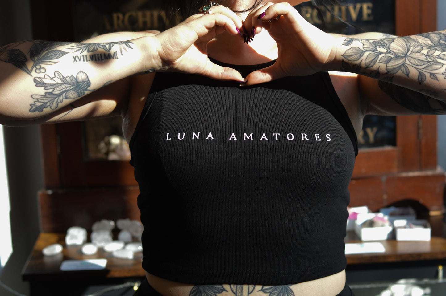 Luna Amatores Text Crop Tank Top