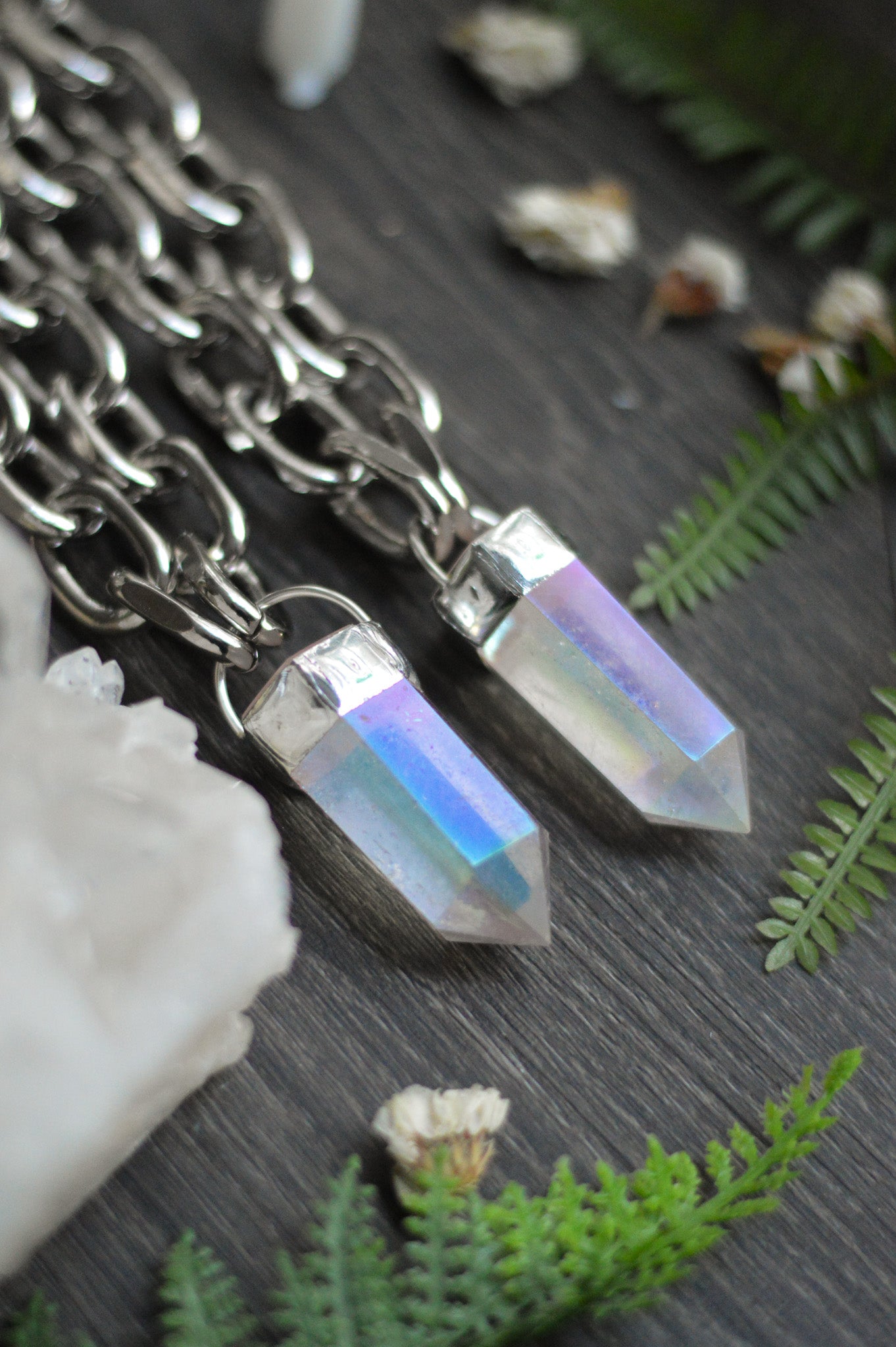 Aura Quartz Chunky Chain Necklace