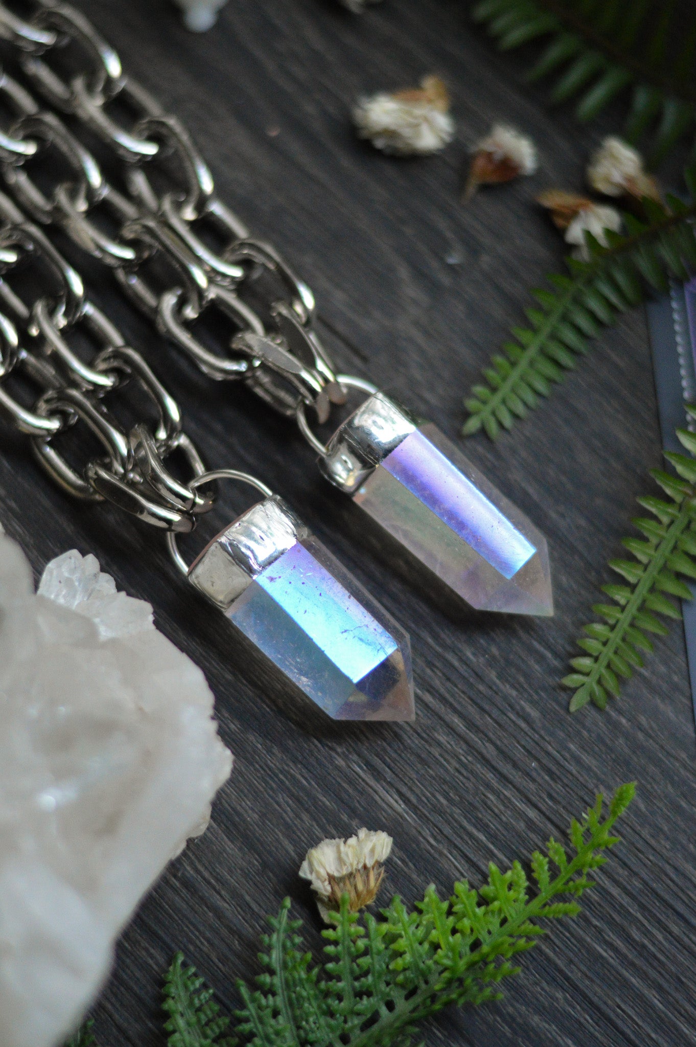 Aura Quartz Chunky Chain Necklace