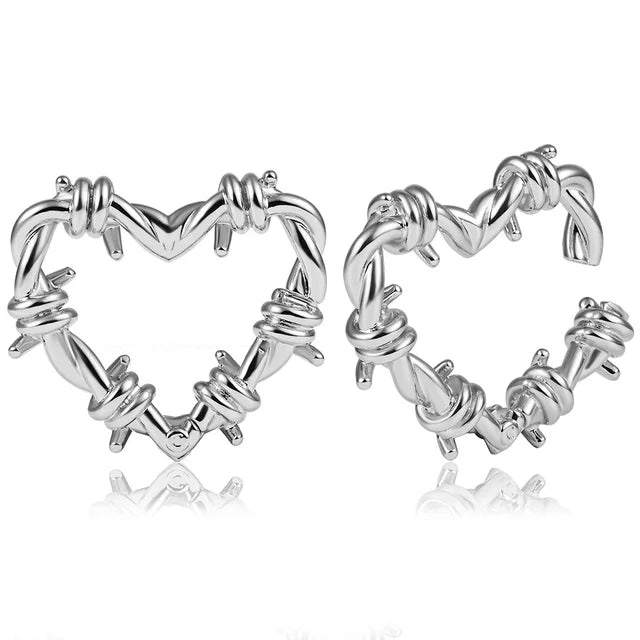 Barbed Wire Heart Ear Weights