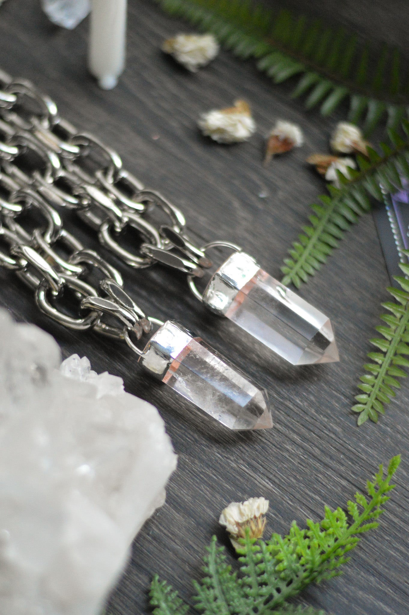 Clear Quartz Chunky Chain Necklace