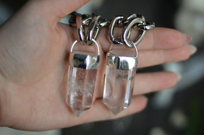 Clear Quartz Chunky Chain Necklace