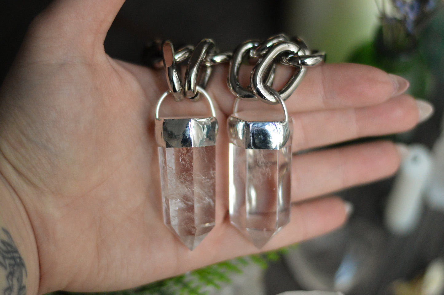 Clear Quartz Chunky Chain Necklace