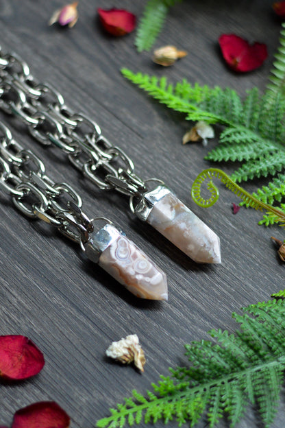 Flower Agate Chunky Chain Necklace