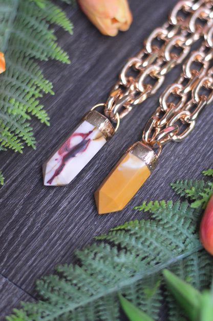 Mookaite Jasper Gold Tone Chunky Chain Necklace