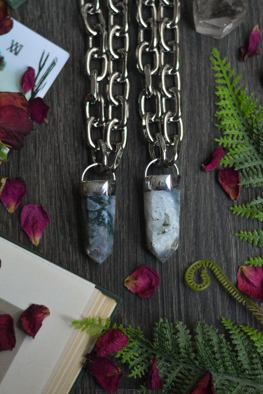 Moss Agate Chunky Chain Necklace