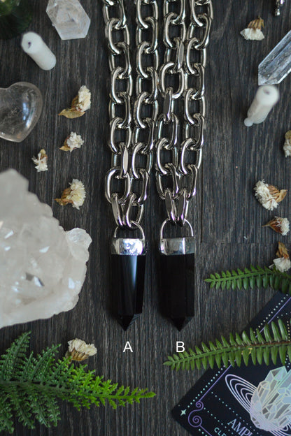 Obsidian Chunky Chain Necklace