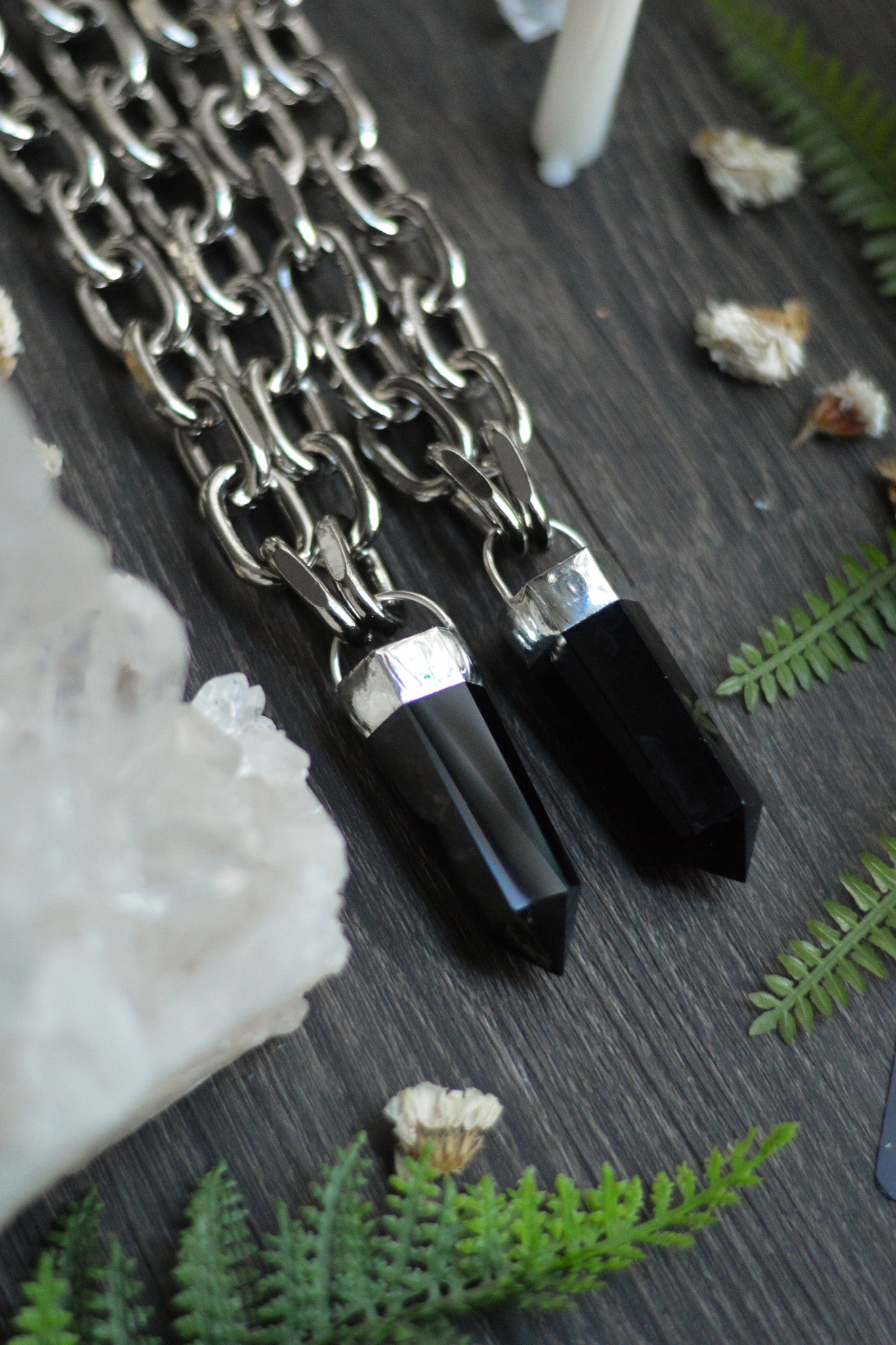 Obsidian Chunky Chain Necklace