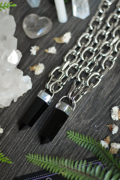 Obsidian Chunky Chain Necklace