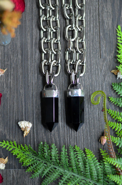 Obsidian Chunky Chain Necklace