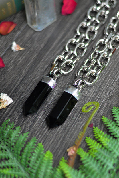 Obsidian Chunky Chain Necklace