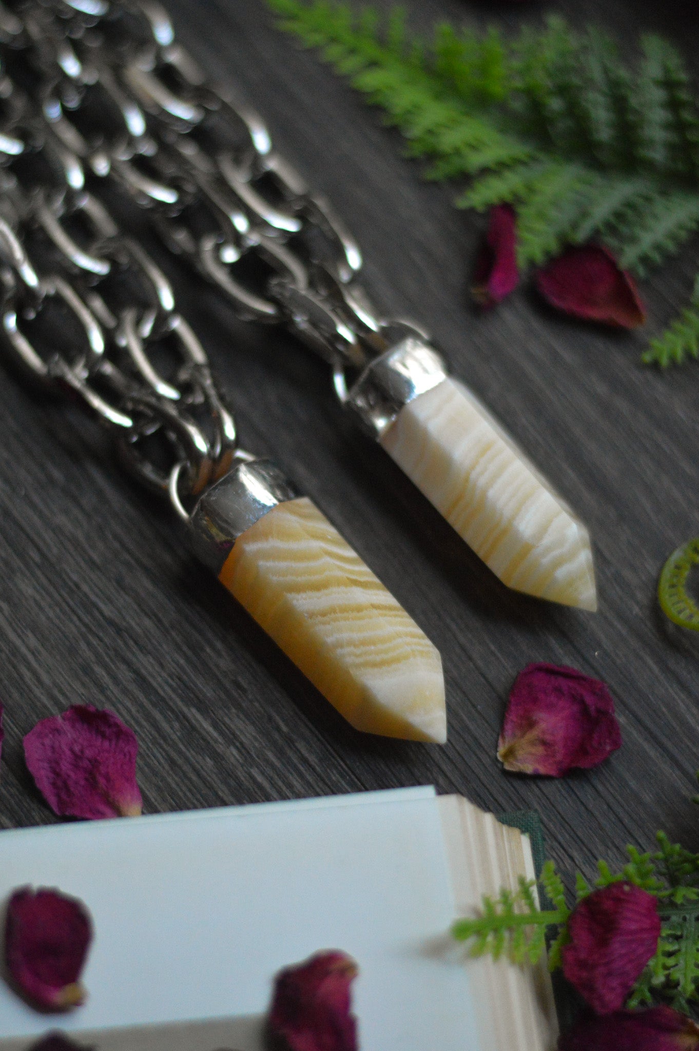 Orange Banded Calcite Chunky Chain Necklace