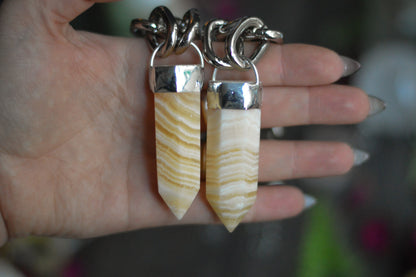 Orange Banded Calcite Chunky Chain Necklace