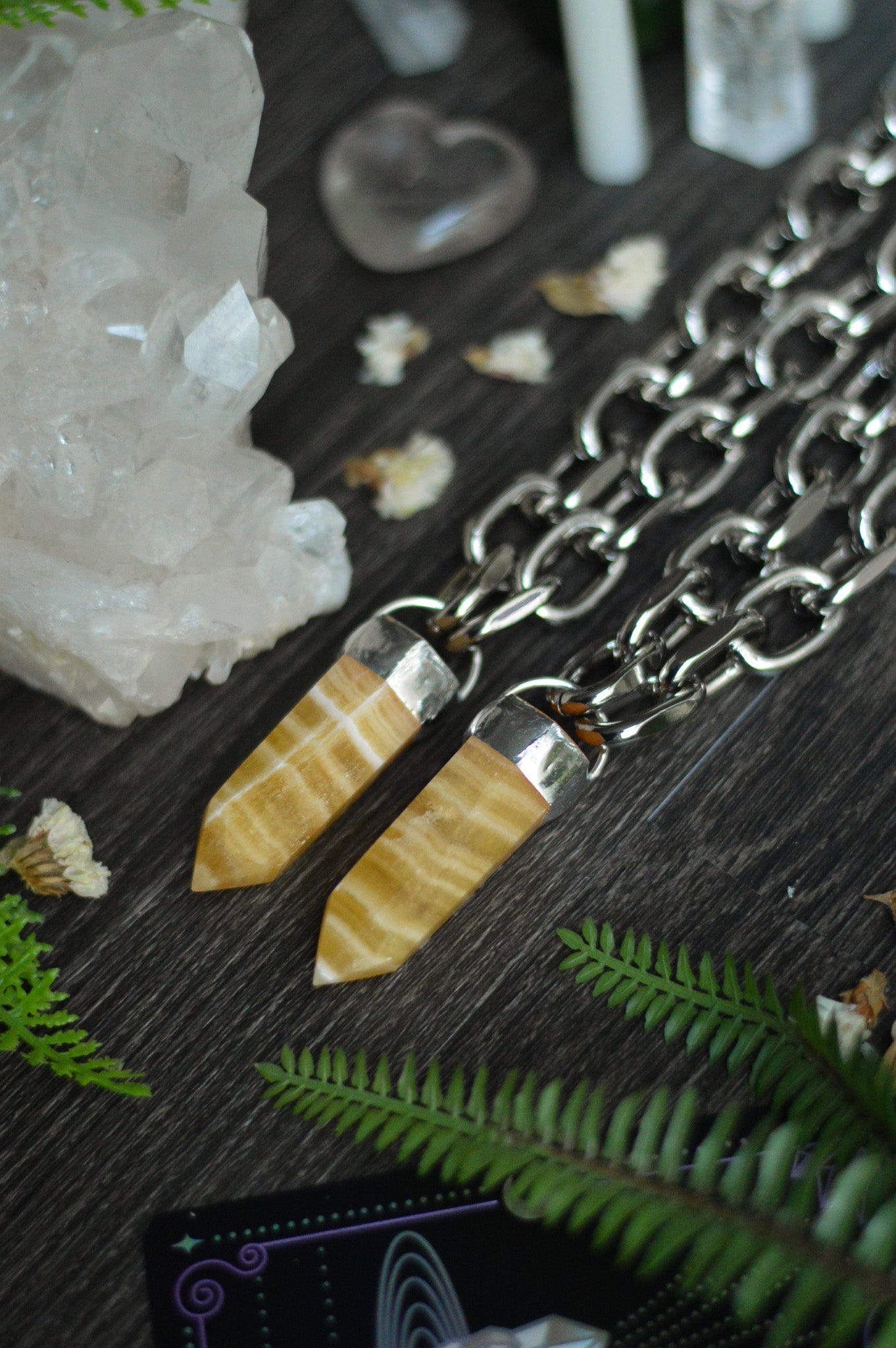 Orange Banded Calcite Chunky Chain Necklace