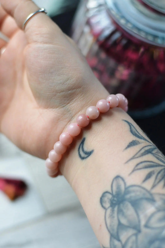 Pink Opal Bead Bracelet