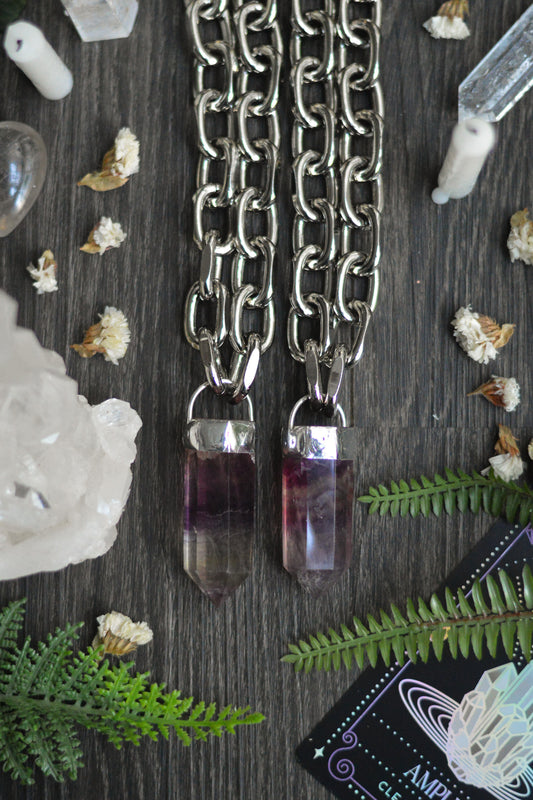 Purple Fluorite Chunky Chain Necklace