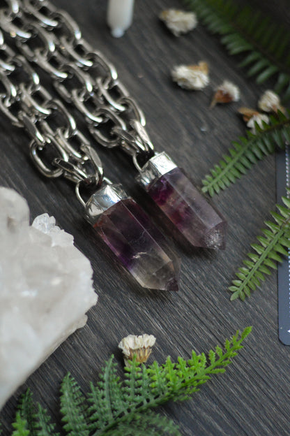 Purple Fluorite Chunky Chain Necklace