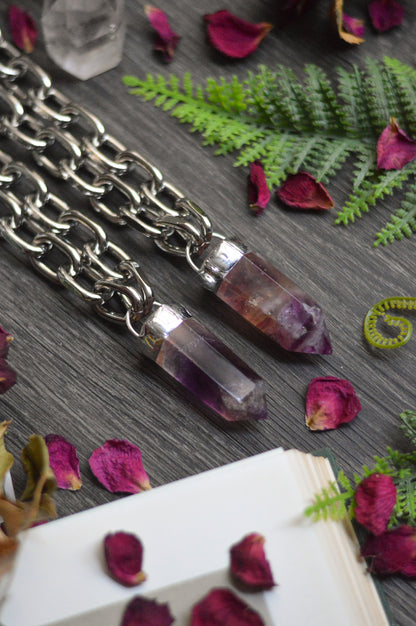 Purple Fluorite Chunky Chain Necklace