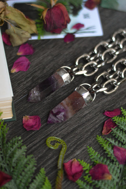 Purple Fluorite Chunky Chain Necklace