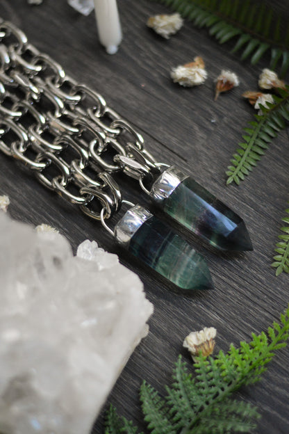 Rainbow Fluorite Chunky Chain Necklace