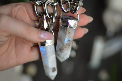 Rainbow Moonstone Chunky Chain Necklace