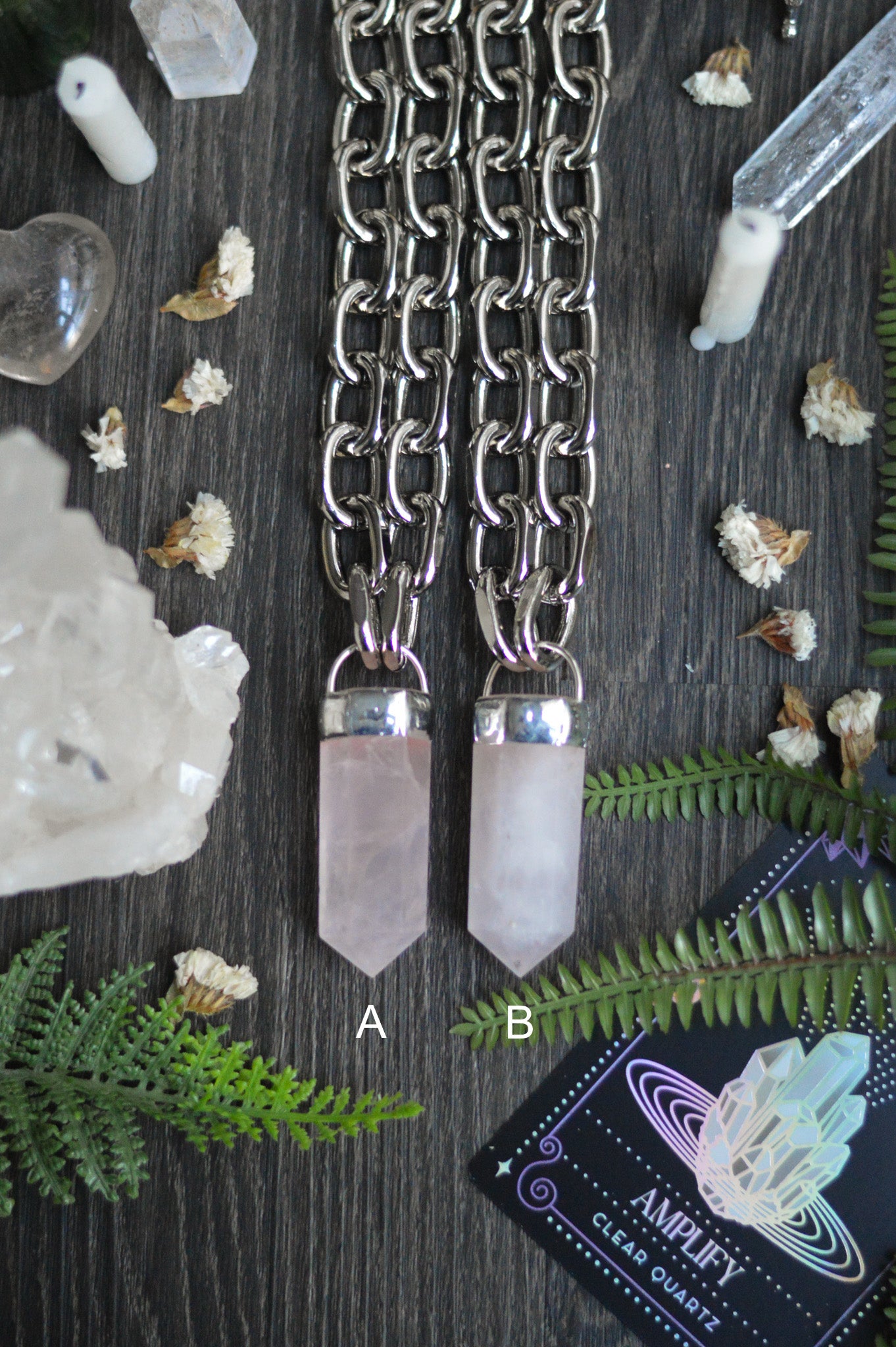 Rose Quartz Chunky Chain Necklace