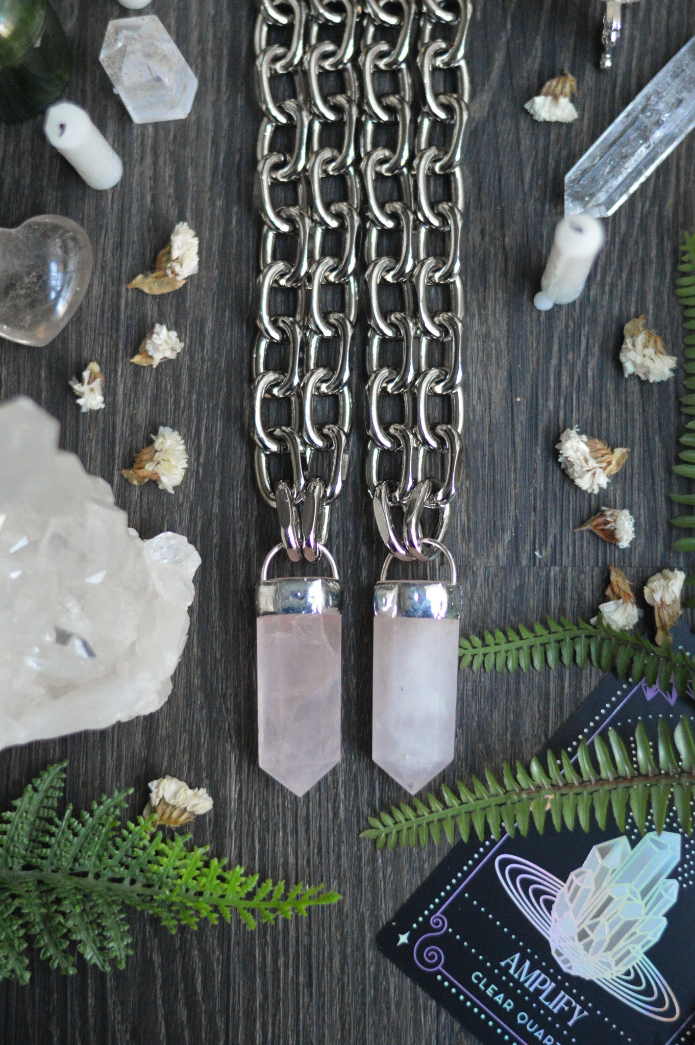 Rose Quartz Chunky Chain Necklace