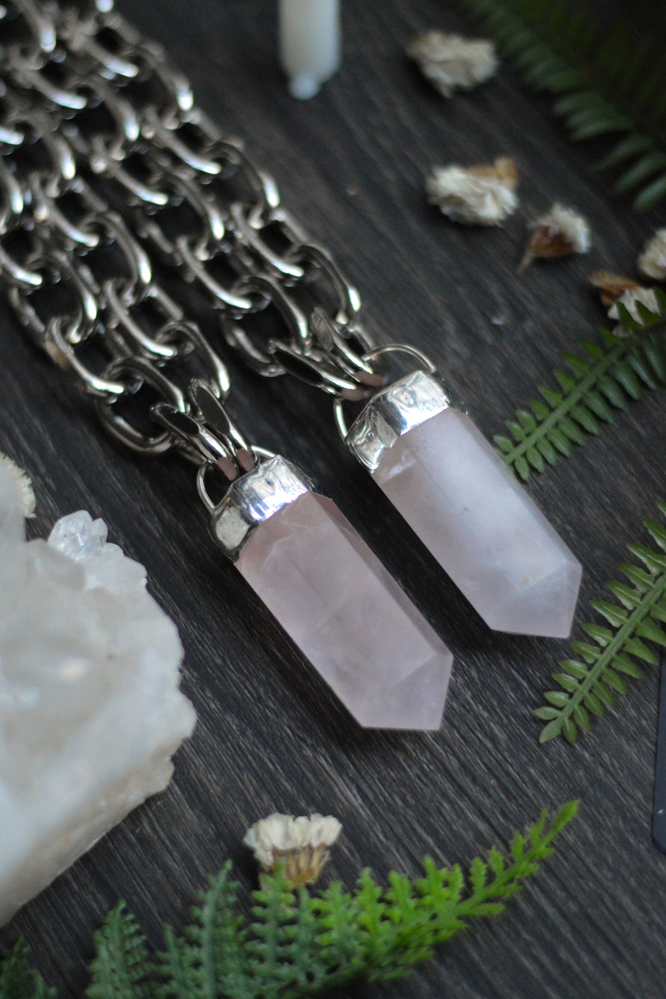 Rose Quartz Chunky Chain Necklace