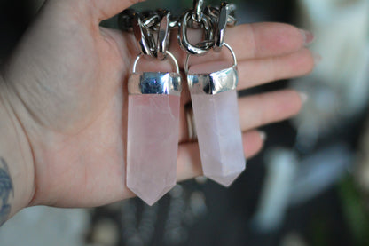 Rose Quartz Chunky Chain Necklace