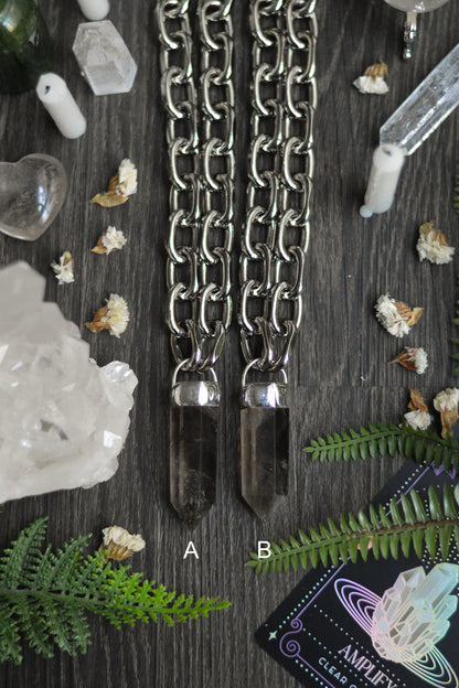 Smokey Quartz Chunky Chain Necklace