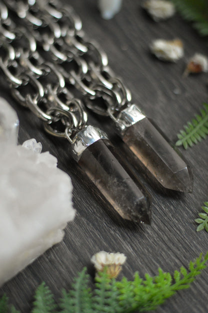 Smokey Quartz Chunky Chain Necklace