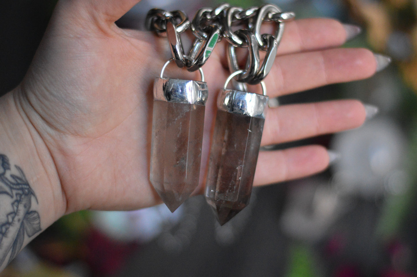 Smokey Quartz Chunky Chain Necklace