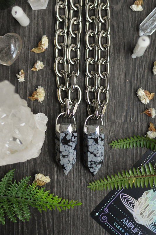 Snowflake Obsidian Chunky Chain Necklace