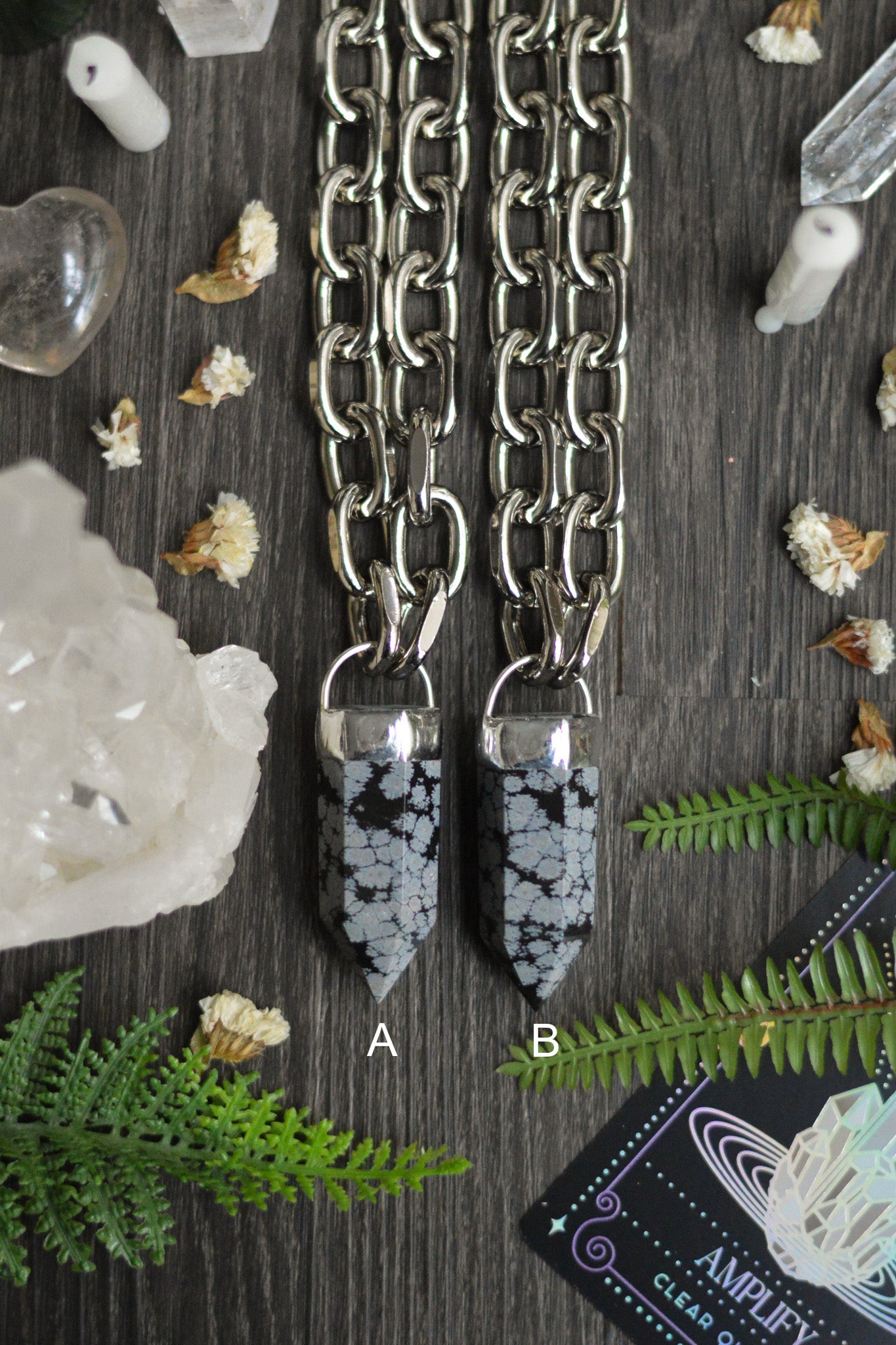 Snowflake Obsidian Chunky Chain Necklace