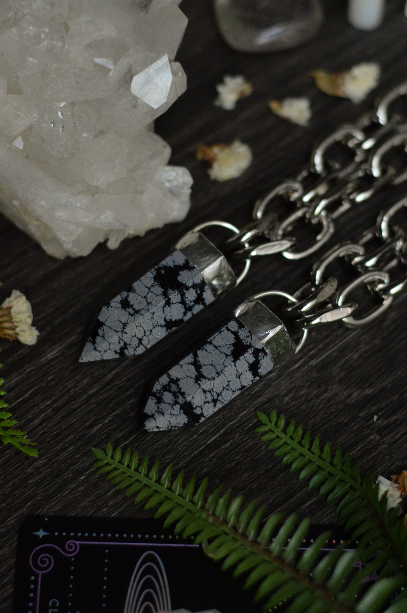 Snowflake Obsidian Chunky Chain Necklace